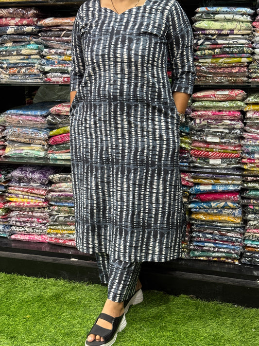 ALINE KURTI WITH PLAZO (PURE CAMRIC COTTON)