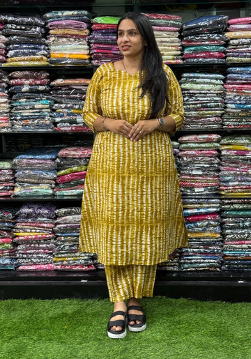 ALINE KURTI WITH PLAZO (PURE CAMRIC COTTON)