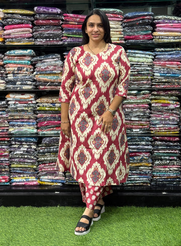 ALINE KURTI WITH PLAZO (PURE CAMRIC COTTON)