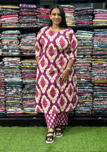 ALINE KURTI WITH PLAZO (PURE CAMRIC COTTON)