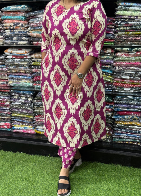 ALINE KURTI WITH PLAZO (PURE CAMRIC COTTON)