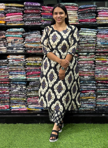 ALINE KURTI WITH PLAZO (PURE CAMRIC COTTON)