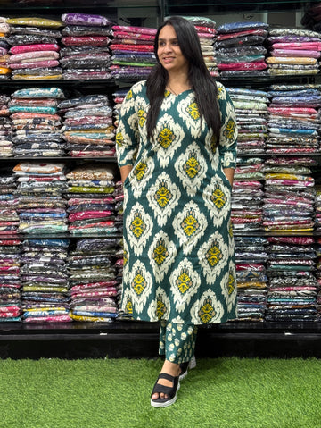 ALINE KURTI WITH PLAZO (PURE CAMRIC COTTON)