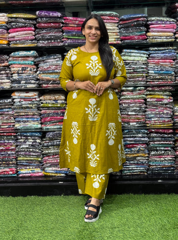 ALINE KURTI WITH PLAZO (PURE CAMRIC COTTON)