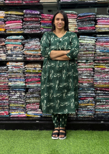 ALINE KURTI WITH PENT(PURE CAMRIC COTTON)