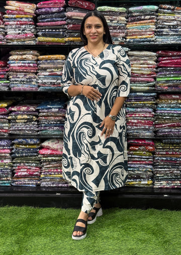 ALINE KURTI WITH PANT (HEAVY 22KG RAYON)