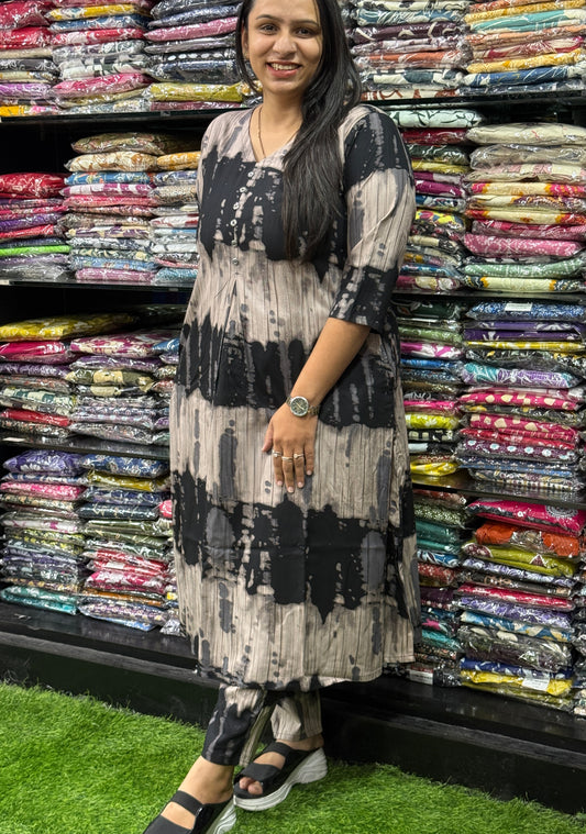 ALINE KURTI WITH PANT (HEAVY 22KG RAYON)