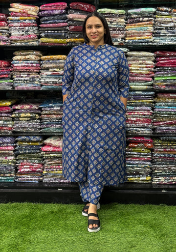 ALINE KURTI WITH PLAZO (PURE CAMRIC COTTON)