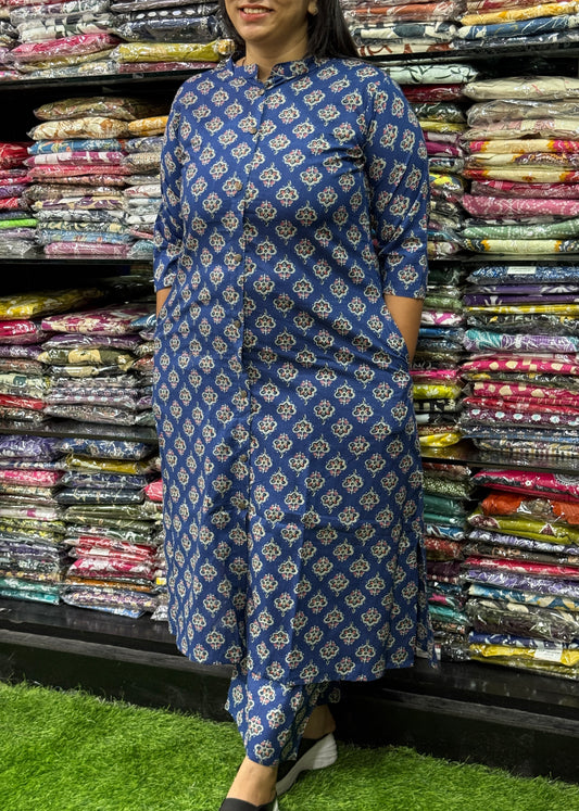 ALINE KURTI WITH PLAZO (PURE CAMRIC COTTON)