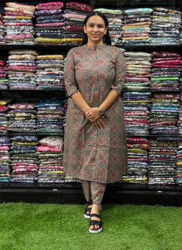 ALINE KURTI WITH PLAZO (PURE CAMRIC COTTON)