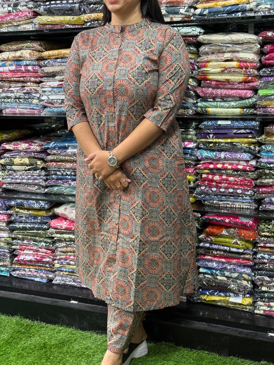 ALINE KURTI WITH PLAZO (PURE CAMRIC COTTON)