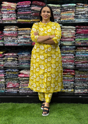 ALINE KURTI WITH PLAZO (PURE CAMRIC COTTON)