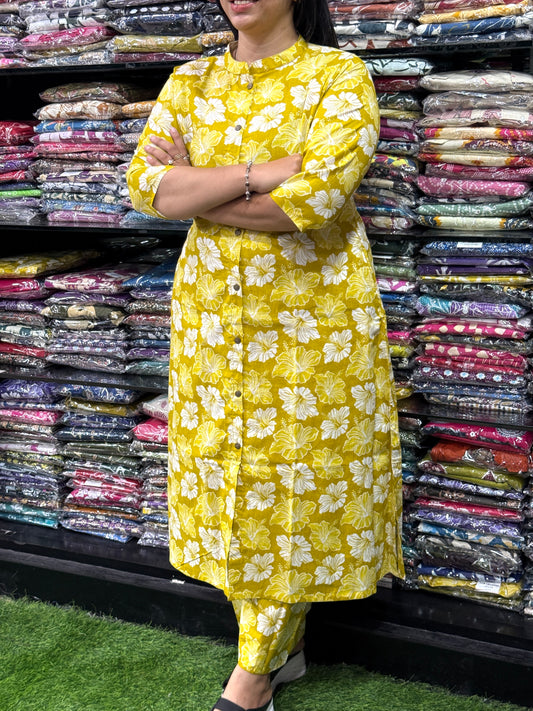 ALINE KURTI WITH PLAZO (PURE CAMRIC COTTON)