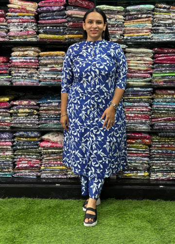 ALINE KURTI WITH PLAZO (PURE CAMRIC COTTON)