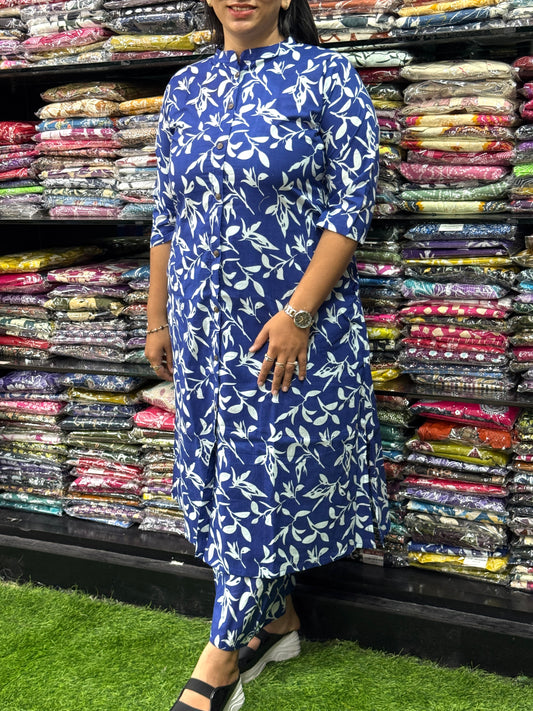 ALINE KURTI WITH PLAZO (PURE CAMRIC COTTON)