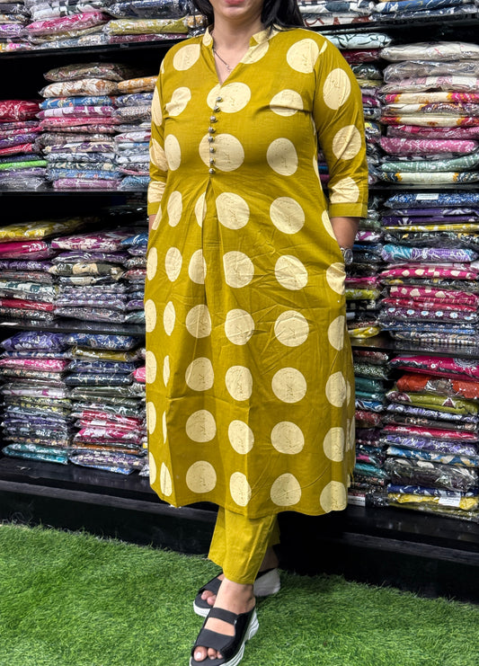 ALINE KURTI WITH PANT (PURE CAMRIC COTTON)