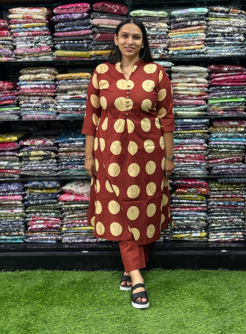 ALINE KURTI WITH PANT (PURE CAMRIC COTTON)