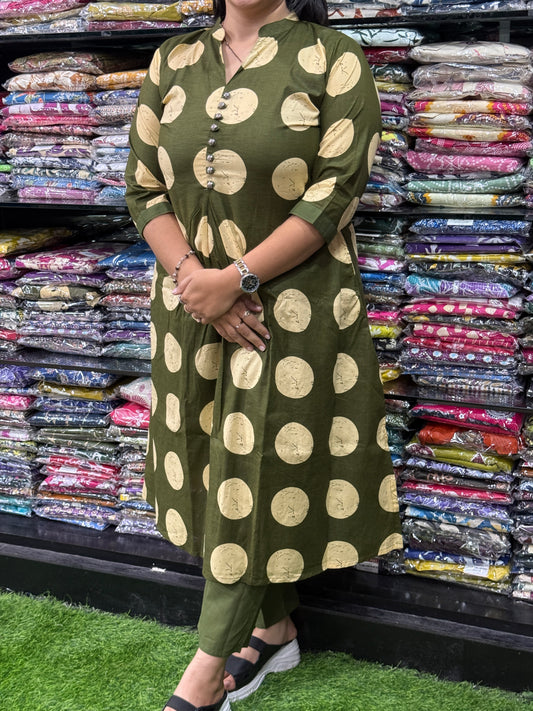 ALINE KURTI WITH PANT (PURE CAMRIC COTTON)