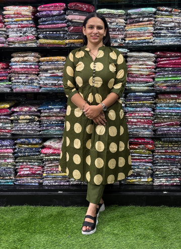 ALINE KURTI WITH PANT (PURE CAMRIC COTTON)