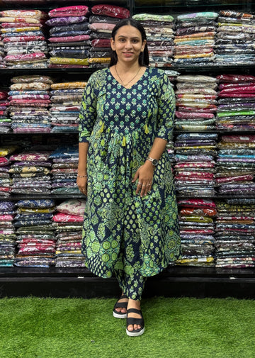 ROUND KURTI WITH PANT (PURE CAMRIC COTTON WITH WORK)