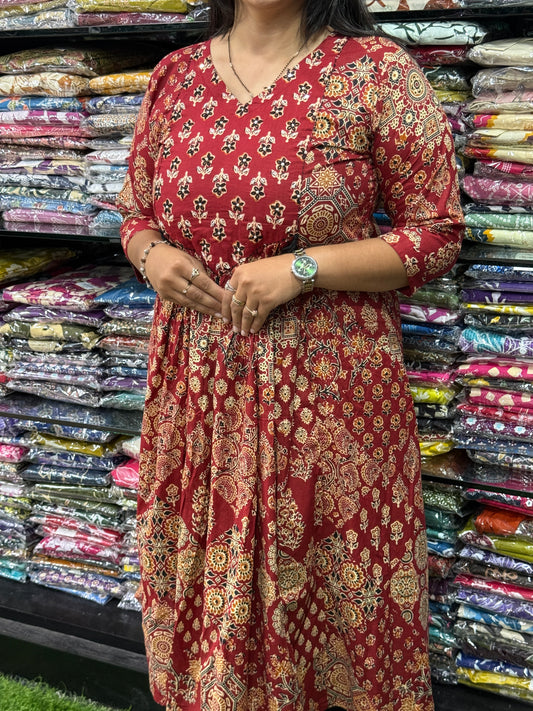 ROUND KURTI WITH PANT (PURE CAMRIC COTTON WITH WORK)