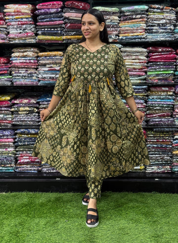 ROUND KURTI WITH PANT (PURE CAMRIC COTTON WITH WORK)