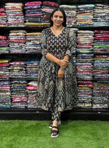 ROUND KURTI WITH PANT (PURE CAMRIC COTTON WITH WORK)