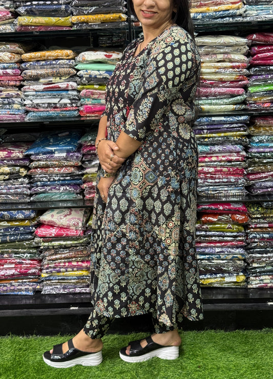 ROUND KURTI WITH PANT (PURE CAMRIC COTTON WITH WORK)