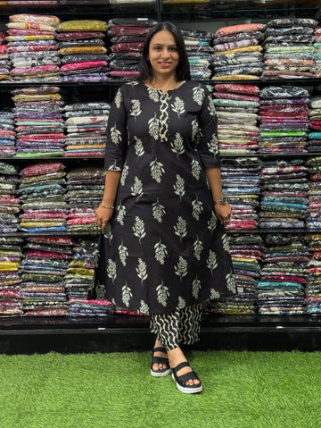 ALINE KURTI WITH PLAZO (PURE CAMRIC COTTON)