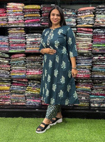 ALINE KURTI WITH PLAZO (PURE CAMRIC COTTON)