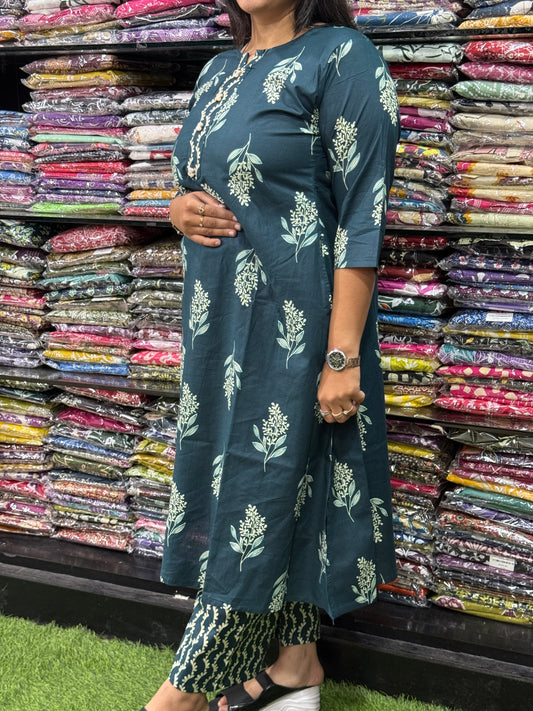 ALINE KURTI WITH PLAZO (PURE CAMRIC COTTON)