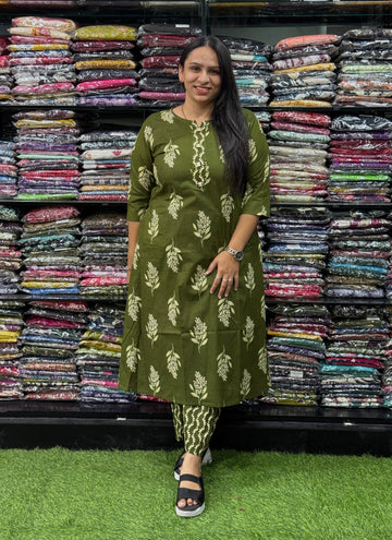 ALINE KURTI WITH PLAZO (PURE CAMRIC COTTON)