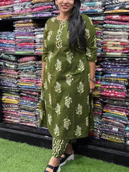 ALINE KURTI WITH PLAZO (PURE CAMRIC COTTON)