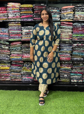 ALINE KURTI WITH PENT (PURE CAMRIC COTTON)