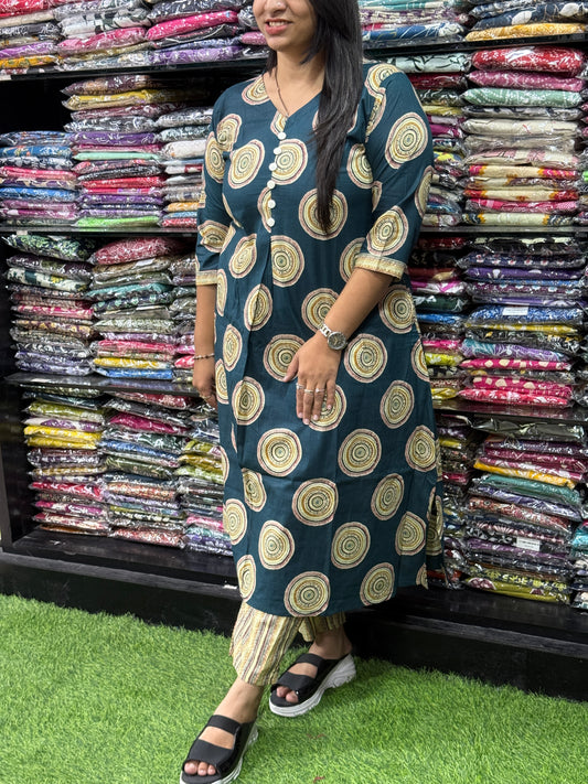 ALINE KURTI WITH PENT (PURE CAMRIC COTTON)