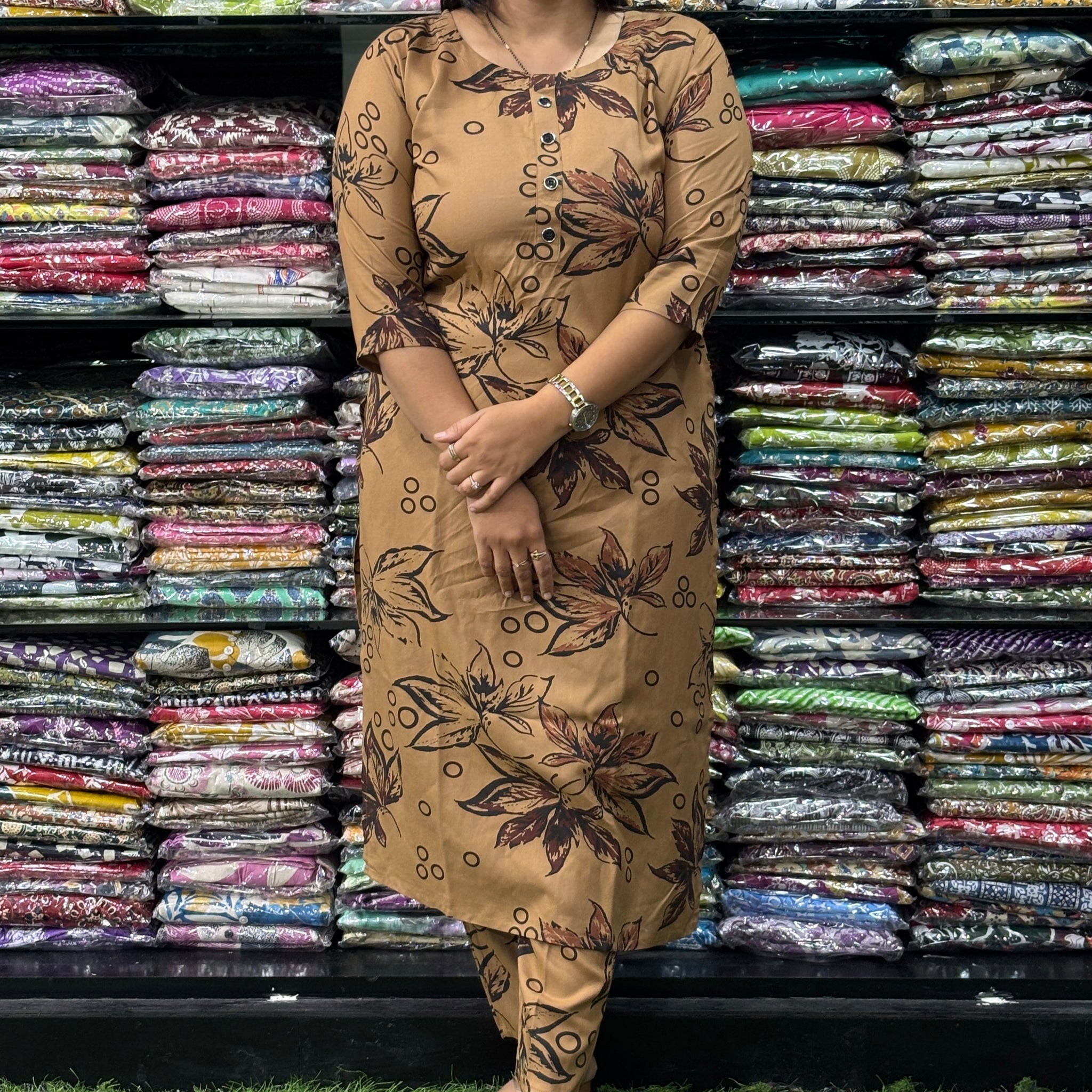 STRAIGHT KURTI WITH PANT (PURE RAYON)