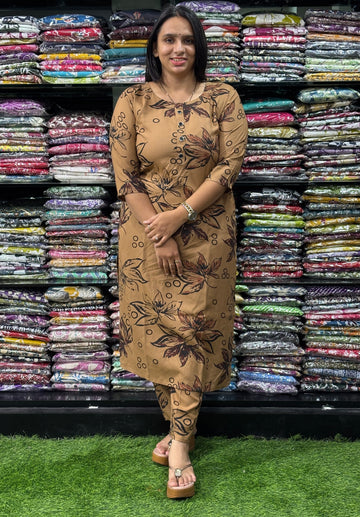 STRAIGHT KURTI WITH PANT (PURE RAYON)