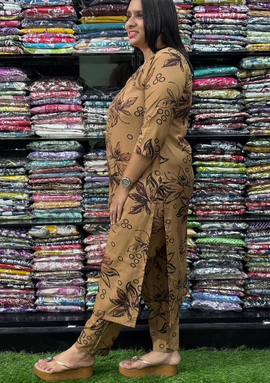 STRAIGHT KURTI WITH PANT (PURE RAYON)