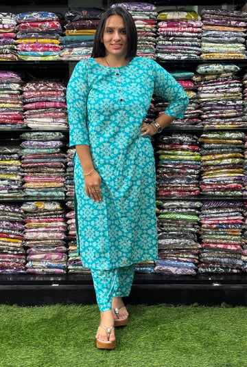 STRAIGHT KURTI WITH PANT (PURE RAYON)