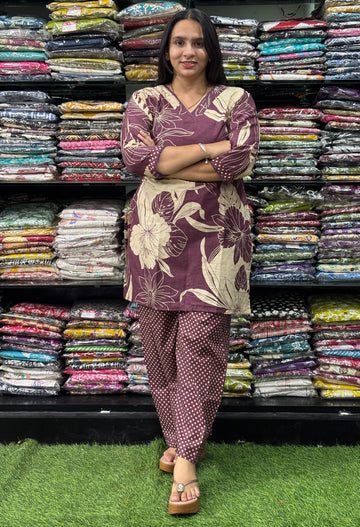 STRAIGHT TUNIC WITH PLAZO (PURE CAMRIC COTTON)