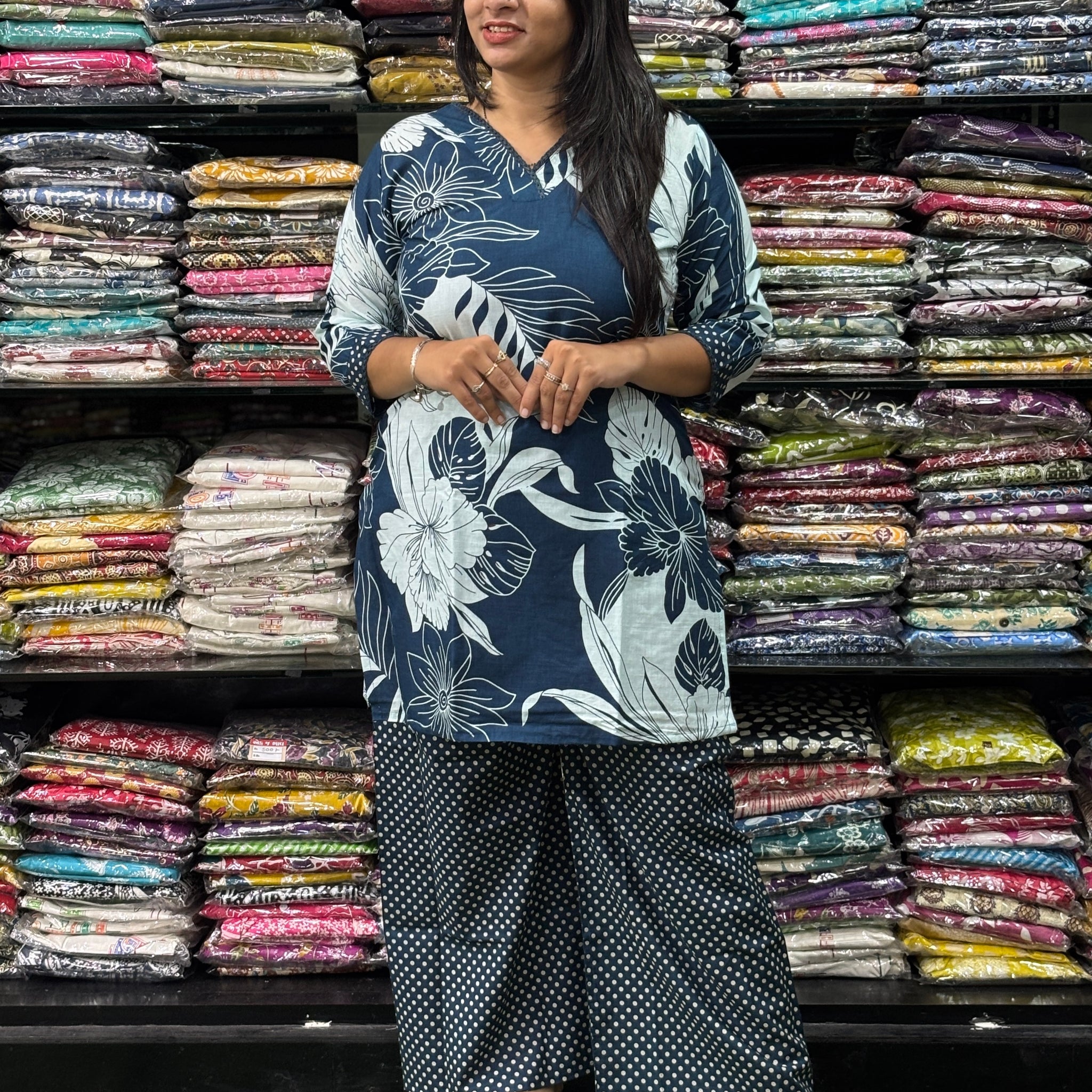 STRAIGHT TUNIC WITH PLAZO (PURE CAMRIC COTTON)