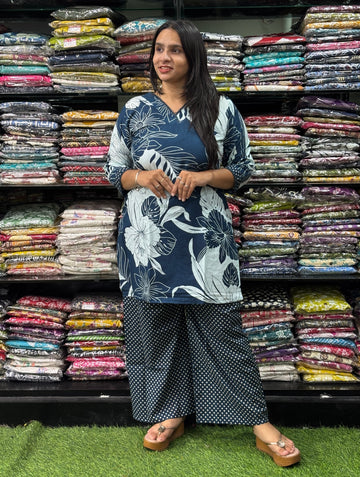 STRAIGHT TUNIC WITH PLAZO (PURE CAMRIC COTTON)