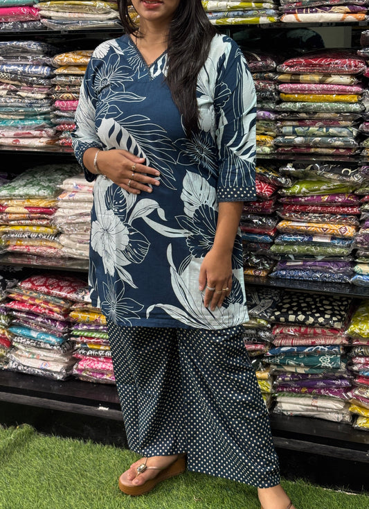 STRAIGHT TUNIC WITH PLAZO (PURE CAMRIC COTTON)