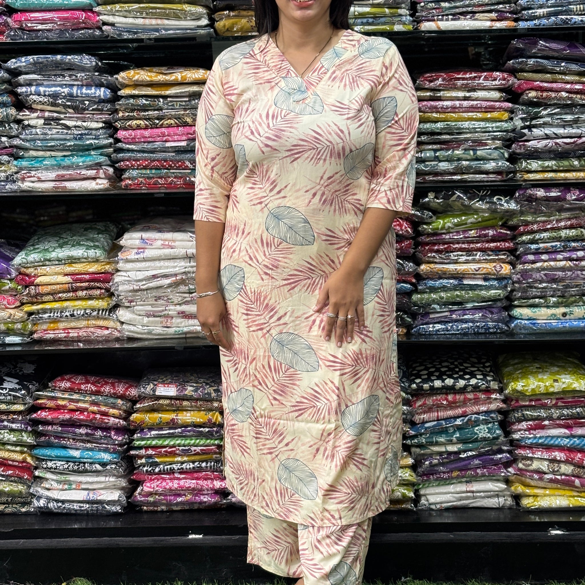 STRAIGHT KURTI WITH PLAZO (PURE RAYON)