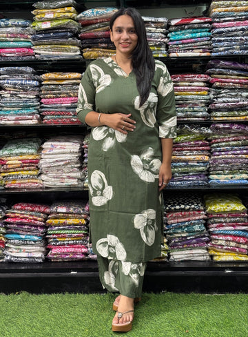 STRAIGHT KURTI WITH PLAZO (PURE RAYON)