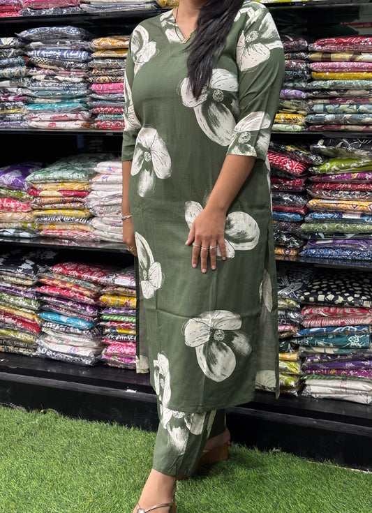 STRAIGHT KURTI WITH PLAZO (PURE RAYON)