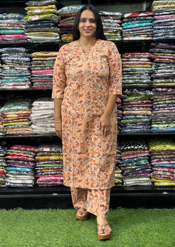 STRAIGHT KURTI WITH PLAZO (PURE RAYON)