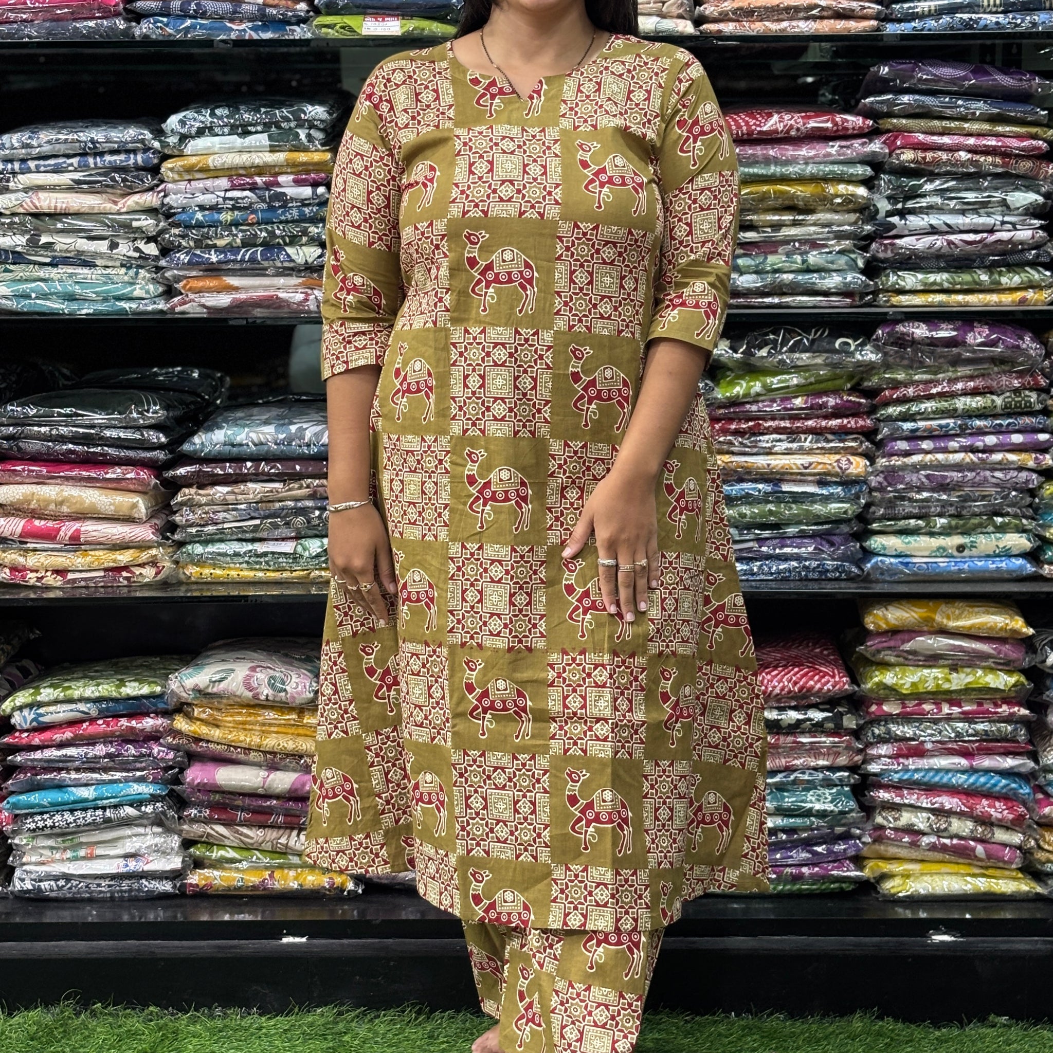 ALINE KURTI WITH PLAZO (PURE CAMRIC COTTON)