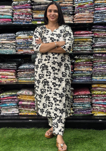 STRAIGHT KURTI WITH PANT (PURE RAYON)