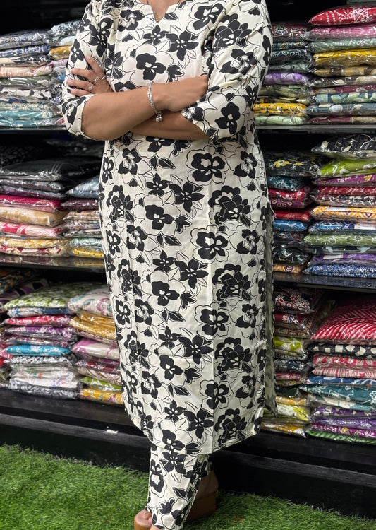 STRAIGHT KURTI WITH PANT (PURE RAYON)